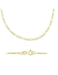 Solid 14k Yellow Gold Thin Figaro Necklace 1.3mm 20"