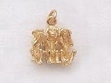14kt Yellow Gold See, Hear, Speak No Evil Charm. 3-Dimensional