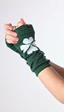 St Patrick's Day Four Leaf Clover Green and White Armwarmers