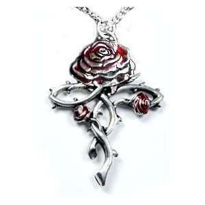 Rosycroix Silver-Tone Pewter Gothic Druid Immortality Rose Pendant Necklace