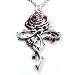 Rosycroix Silver-Tone Pewter Gothic Druid Immortality Rose Pendant Necklace