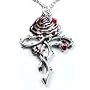 Rosycroix Silver-Tone Pewter Gothic Druid Immortality Rose Pendant Necklace