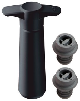 Childrens Toyshop   : Vacuvin Vacuum Wine Saver Black Giftpack Pump & 2 Stoppers