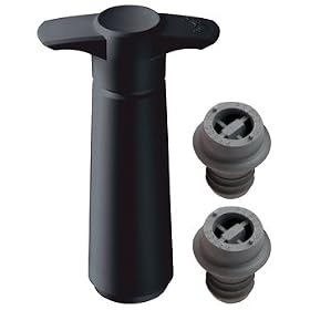 Vacuvin Vacuum Wine Saver Black Giftpack Pump & 2 Stoppers