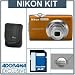 Nikon Coolpix S3000 Digital Camera Kit,- Orange - with 4GB SD Memory Card, Camera Case, 2 Year Extended Service Coverage,