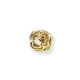 Diamond Flower Charm in Yellow Gold for Pandora and most 3mm Bracelets