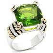 Two-Tone Brass Ring With Peridot - Size: 6-8