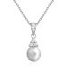 Sterling Silver Round Freshwater Cultured Pearl & Cubic Zirconia Pendant by Cheline, 18