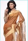 Light Rust Handloom Chanderi Silk Cotton Saree with Blouse