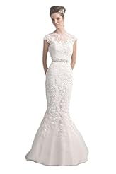 2015 Mermaid Applique Lace Wedding Dress  with a Court Train  With a Sash 