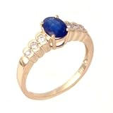 14K .95 CT Oval Sapphire & Diamond Ring