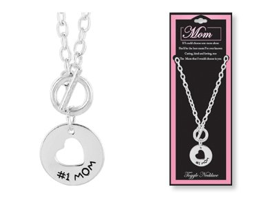 Click here to buy MOM Circle & Heart Cut Out Silver Toggle Charm Necklace w  Verse.