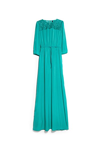 Mango Womens Blond Lace Long Dress Green Tea 2 | Desertcart Aruba