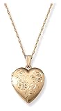 14k Yellow Gold Engraved Heart Locket, 18