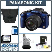 Panasonic Lumix DMC-G2A Micro System Digital SLR Camera - Blue - with 14mm - 42mm f/3.5-f/5.6 Lens, 8GB SD Memory Card, Camera Case, USB 2.0 SD Card Reader, Spare BLB13 Lithium Ion Type Battery. Professional Lens Cleaning Kit,