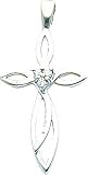 14K White Gold Diamond Cross Pendant Charm Jewelry