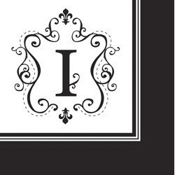 Monogram Black & White Cocktail Napkins - I