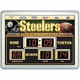 Team Sports 14" X 19" Score Board Clock and Thermometer- Pittsburgh Steelers
