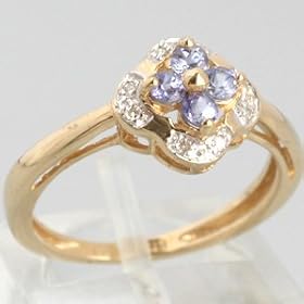 14K Yellow Gold Tanzanite and Diamond Ring - OldCities Estate Jewelry by Tanzanite Jewelry