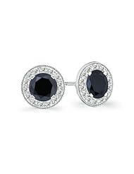 3.5 ct Enhanced Solitaire Black Diamond Stud Earrings in White Gold Quality Better