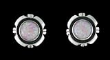 Sterling Silver Pink Opal Round Earrings, #1696