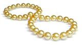 10x12mm Round Golden South Sea Pearl Necklace