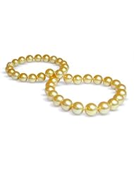 10x12mm Round Golden South Sea Pearl Necklace