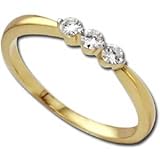 3117XKCEHEL. SL160  14K Yellow Gold Three Stones Diamond Ring