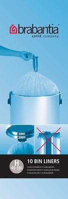 Brabantia Smartfix Bin Liners, 50litre, (10 bags per roll)