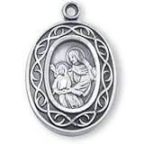 Sterling Silver Crown of Thorns St Anne Medal and 18-inch Chain