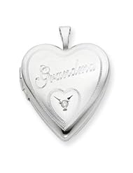 Silver 20mm Grandma Diamond Heart Locket