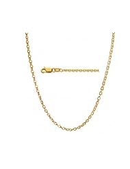 18K Solid Yellow Gold Diamond Cut Cable Chain Necklace 18" inch 1.1mm
