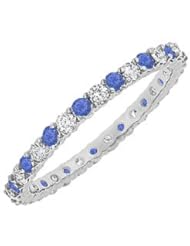 Sapphire and Diamond Eternity Bangle 14K White Gold - 10.00 CT TGW