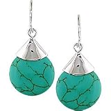 Sterling Silver Turquoise Circle Hook Earrings