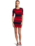 French Connection Women's Jag Stripe 3/4 Sleeve Dress, Blue/Red, 12