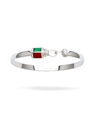 Sterling Silver Bangle Bracelet with Enamel Port and Starboard Lantern