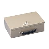 MMF Industries 221614003 Locking heavy-duty steel fire-retardant security cash box, sand