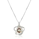 Sterling Silver and 10k Rose Gold Dancing Diamond Star Pendant Necklace (1/10 cttw, J-K Color, I2-I3 Clarity)