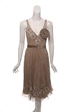 TRACY REESE Sequin V Neck Tank Dress in Beige