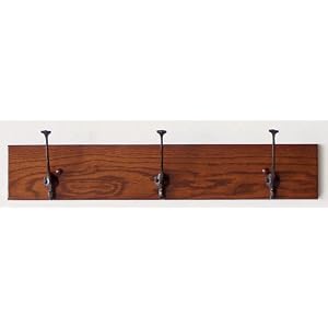 Amish Coat Rack - Cherry- with 3 Wrought Iron Hooks- 24