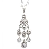 Lee Angel Silver Cubic Zirconia and Crystal Three Drop Necklace