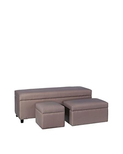 Chateau chic Pouf Contenitore 3 pezzi Tortora