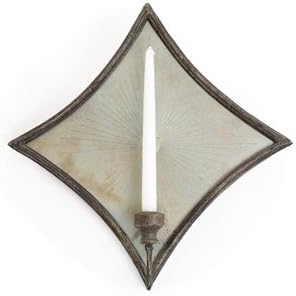Home Decor, Diamond shaped Mirrored Sconce, Dimensions: 11.5" L X 1" W X 11.5" H Material: Antiqued Brass