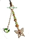 Chic Gold Tone Cell Phone Charm with Swarovski Crystal - Green