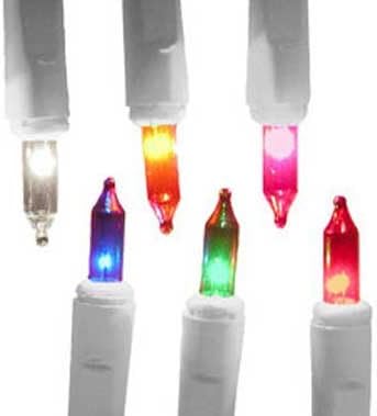 100 Christmas Light Bulbs with Multi Bulbs and White Wire Cords