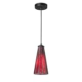 Lumino - 1 Light Mini Pendant Lighting Fixture - Matte Black - inferno Red Tiffany Glass - B6325