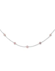 Sterling Silver 18in Pink CZ Necklace. Metal Wt- 2g