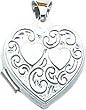 14K White Gold Heart Locket Photo Pendant Jewelry