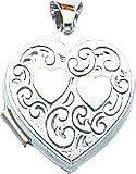 14K White Gold Heart Locket Photo Pendant Jewelry