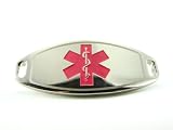 Steel, Medical ID Tag Plate, Attach to ID Bracelet - Free Engraving